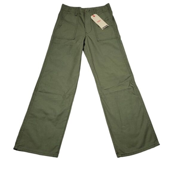 Levi's Ribcage Straight Utility Olive Green Super High Rise Pants Size 26x29 - Picture 2 of 12